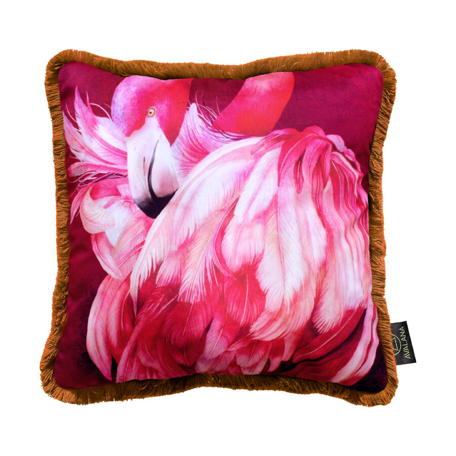 Flamingo velvet cushion cover